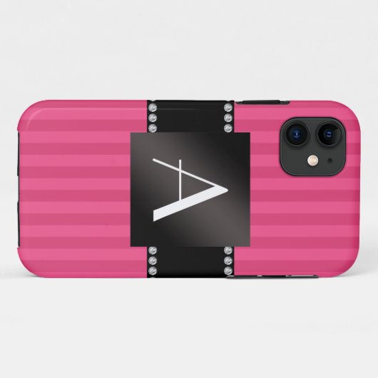 Monogram roze strepen Case-Mate iPhone case (Achterkant (horizontaal))