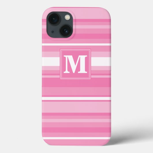 Monogram roze strepen Case-Mate iPhone hoesje (Achterkant)
