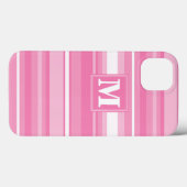 Monogram roze strepen Case-Mate iPhone hoesje (Achterkant (horizontaal))