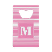 Monogram roze strepen creditkaart flessenopener (Voorkant)