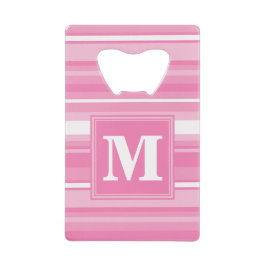 Monogram roze strepen creditkaart flessenopener