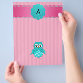 Monogram roze strepen flyer (Hand)