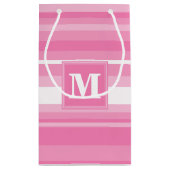 Monogram roze strepen klein cadeauzakje (Achterkant)