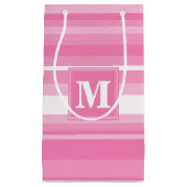 Monogram roze strepen klein cadeauzakje (Voorkant)