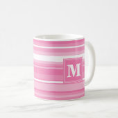 Monogram roze strepen koffiemok (Voorkant rechts)