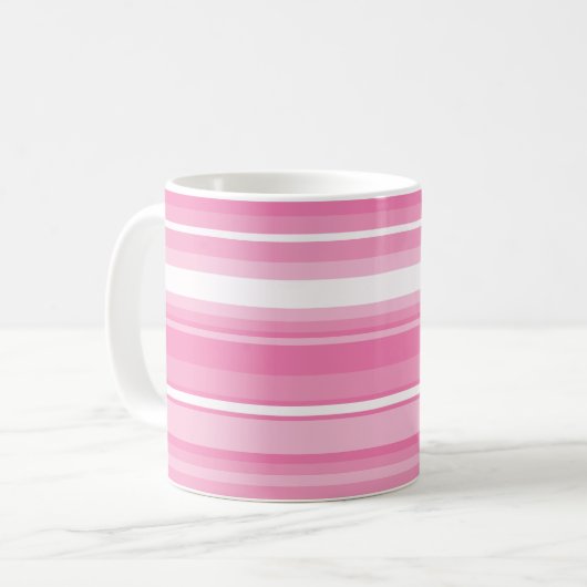 Monogram roze strepen koffiemok (Voorkant links)