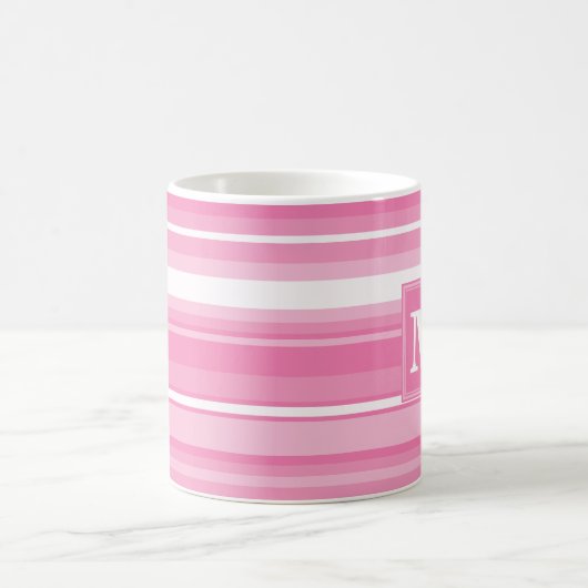 Monogram roze strepen koffiemok (Center)