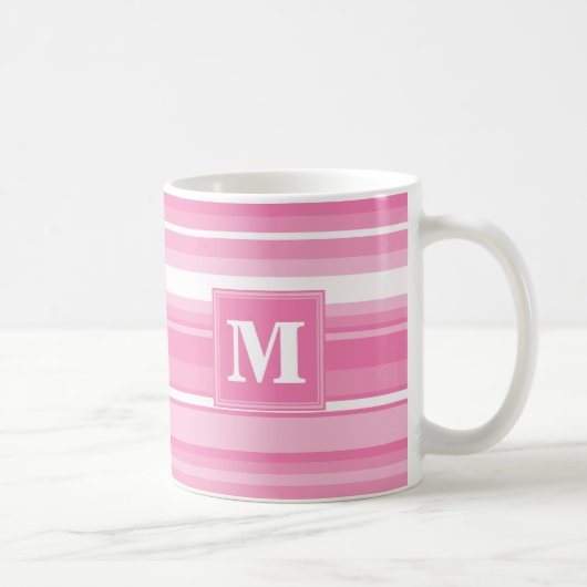 Monogram roze strepen koffiemok (Rechts)