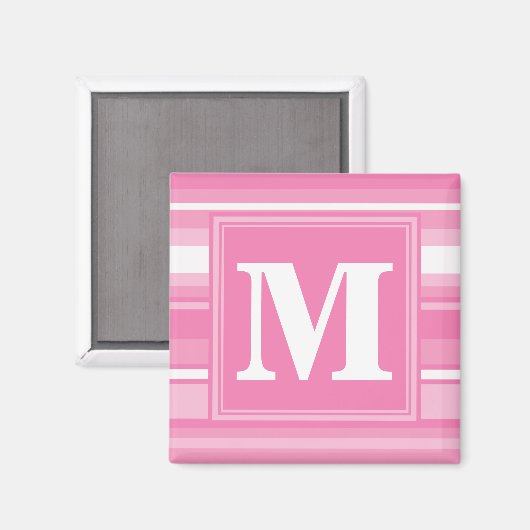 Monogram roze strepen magneet (Voorkant / Achterkant)