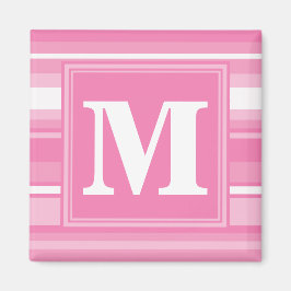 Monogram roze strepen magneet
