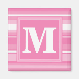 Monogram roze strepen magneet