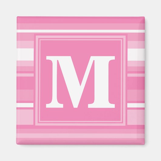 Monogram roze strepen magneet (Voorkant)