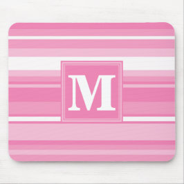 Monogram roze strepen muismat