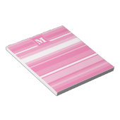 Monogram roze strepen notitieblok (Schuin)