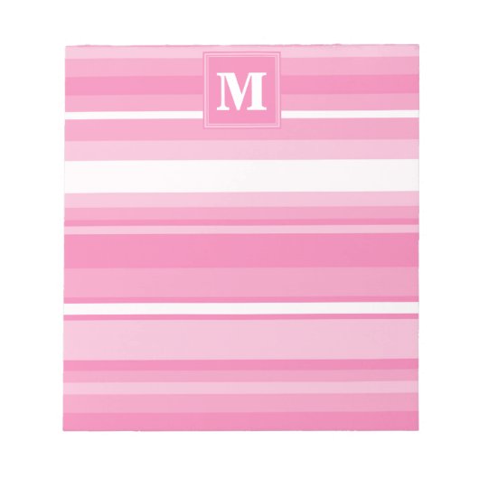 Monogram roze strepen notitieblok (Voorkant)