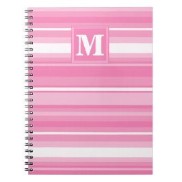 Monogram roze strepen notitieboek