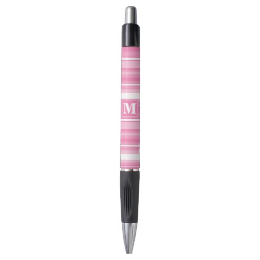 Monogram roze strepen pen (Voorkant Verticaal)