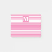 Monogram roze strepen post-it® notes (Voorkant)