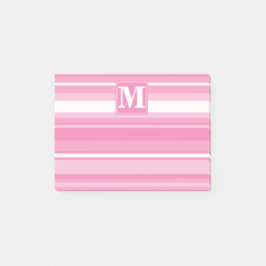 Monogram roze strepen post-it® notes