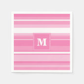 Monogram roze strepen servet (Voorkant)