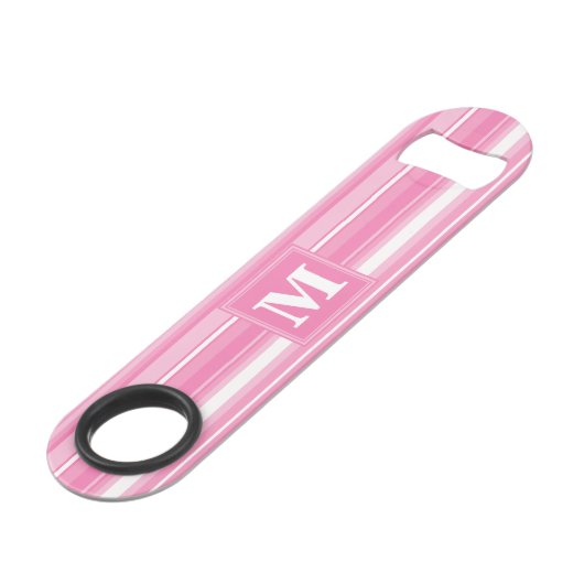 Monogram roze strepen speed flessenopener (Voorkant Gekanteld)