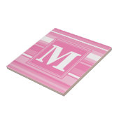 Monogram roze strepen tegeltje (Zijkant)