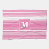 Monogram roze strepen theedoek (Horizontaal)