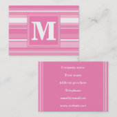 Monogram roze strepen visitekaartje (Voorkant / Achterkant)