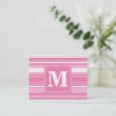 Monogram roze strepen visitekaartje (Staand voorkant)