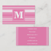 Monogram roze strepen visitekaartje (Voorkant / Achterkant)