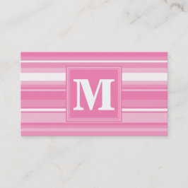 Monogram roze strepen visitekaartje