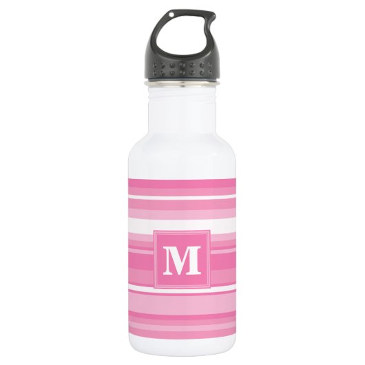 Monogram roze strepen waterfles  (Voorkant)