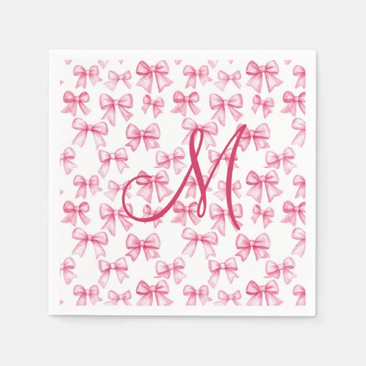 Monogram Roze Strik Coquette Esthetiek Baby Shower Servet (Voorkant)