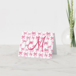 Monogram Roze Strik Coquette Esthetiek Preppy  Bedankkaart