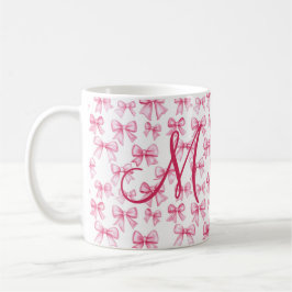 Monogram Roze Strik Coquette Esthetiek Preppy Tren Koffiemok