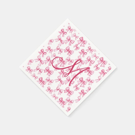 Monogram Roze Strik Coquette Esthetische Baby Show Servet (Hoek)