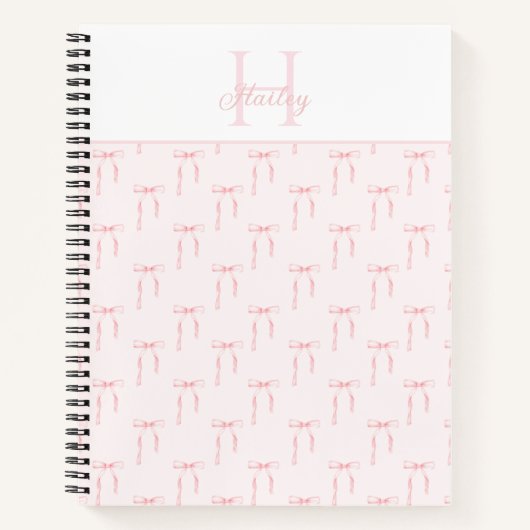 Monogram roze strik notitieboek (Voorkant)