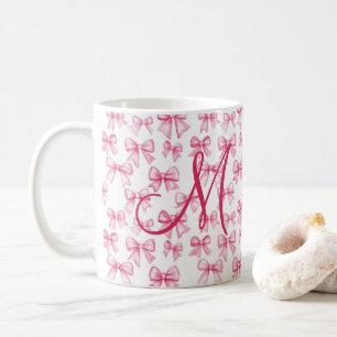 Monogram Roze Strikje Coquette Esthetiek Preppy Tr Koffiemok