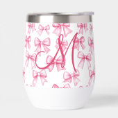 Monogram Roze Strikje Coquette Esthetisch Preppy T (Links)