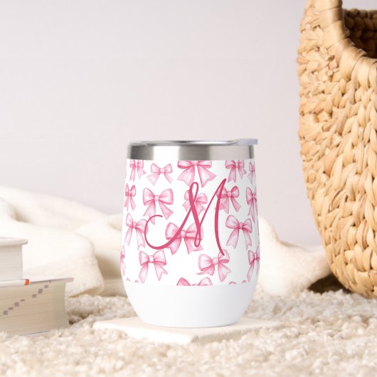 Monogram Roze Strikje Coquette Esthetisch Preppy T (Woonkamer)