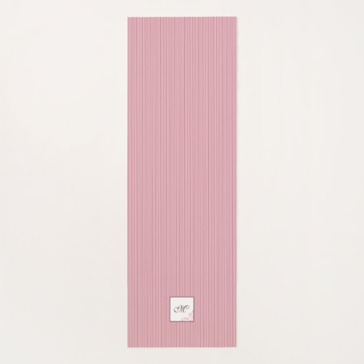 Monogram roze Stripe Roos Lace Initiaal Yogamat (Achterkant)