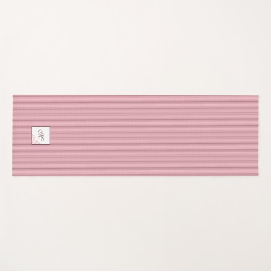 Monogram roze Stripe Roos Lace Initiaal Yogamat (Voorkant (horizontaal))