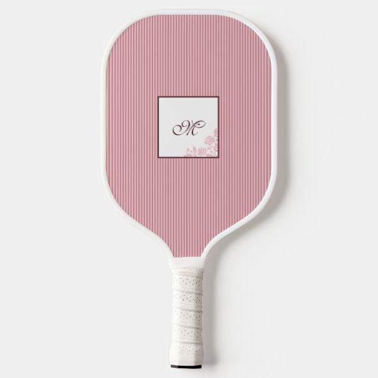 Monogram  roze stripe Roos Lace Script Pickleball Paddle (Achterkant)