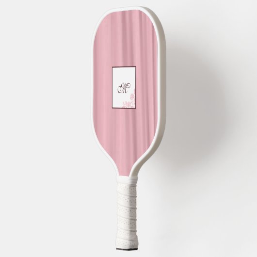 Monogram  roze stripe Roos Lace Script Pickleball Paddle (Links)