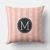Monogram roze stripes modern hartpatroon kussen (Achterkant)