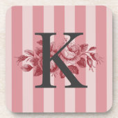  Monogram roze stripes Rozen Bier Onderzetter (Voorkant)