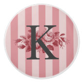 Monogram roze stripes Rozen Keramische Knop (Voorkant)