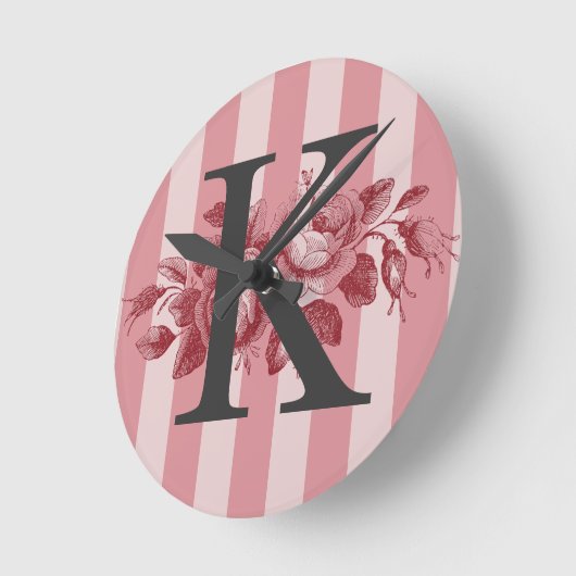  Monogram roze stripes Rozen Ronde Klok (Hoek)