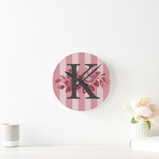  Monogram roze stripes Rozen Ronde Klok (Huis)
