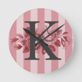  Monogram roze stripes Rozen Ronde Klok (Voorkant)